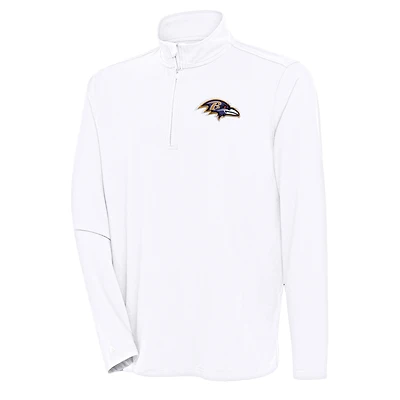 Men's Antigua White Baltimore Ravens Hunk Quarter-Zip Pullover Top