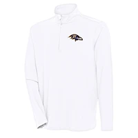 Men's Antigua  White Baltimore Ravens Hunk Quarter-Zip Pullover Top