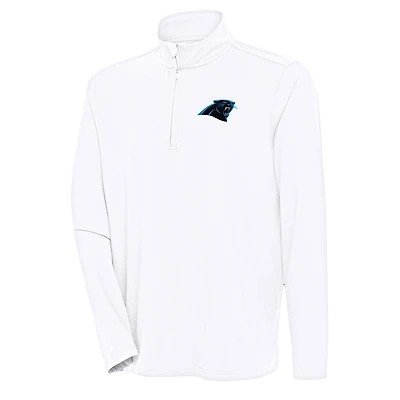 Men's Antigua White Carolina Panthers Hunk Quarter-Zip Pullover Top
