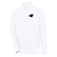 Men's Antigua  White Carolina Panthers Hunk Quarter-Zip Pullover Top