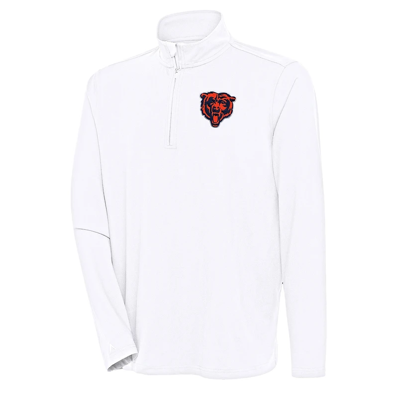 Men's Antigua White Chicago Bears Hunk Quarter-Zip Pullover Top