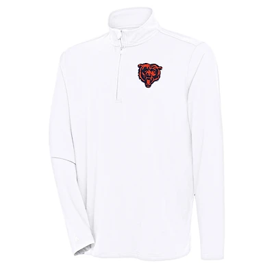 Men's Antigua White Chicago Bears Hunk Quarter-Zip Pullover Top