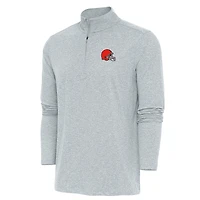 Men's Antigua  Heather Gray Cleveland Browns Hunk Quarter-Zip Pullover Top