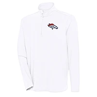 Men's Antigua  White Denver Broncos Hunk Quarter-Zip Pullover Top