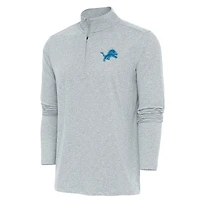 Men's Antigua  Heather Gray Detroit Lions Hunk Quarter-Zip Pullover Top