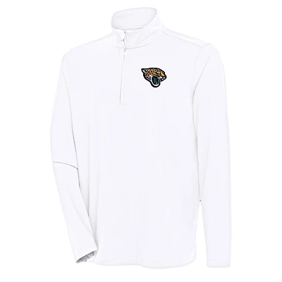Men's Antigua  White Jacksonville Jaguars Hunk Quarter-Zip Pullover Top