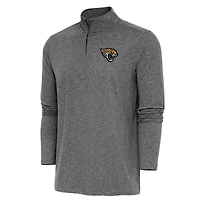 Men's Antigua  Heather Black Jacksonville Jaguars Hunk Quarter-Zip Pullover Top