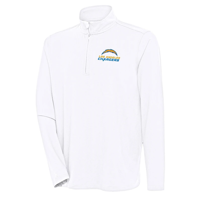 Men's Antigua White Los Angeles Chargers Hunk Quarter-Zip Pullover Top