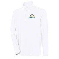 Men's Antigua White Los Angeles Chargers Hunk Quarter-Zip Pullover Top