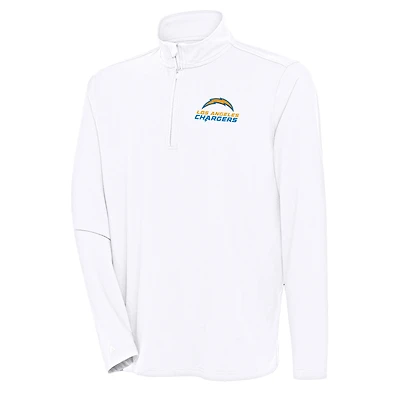 Men's Antigua White Los Angeles Chargers Hunk Quarter-Zip Pullover Top
