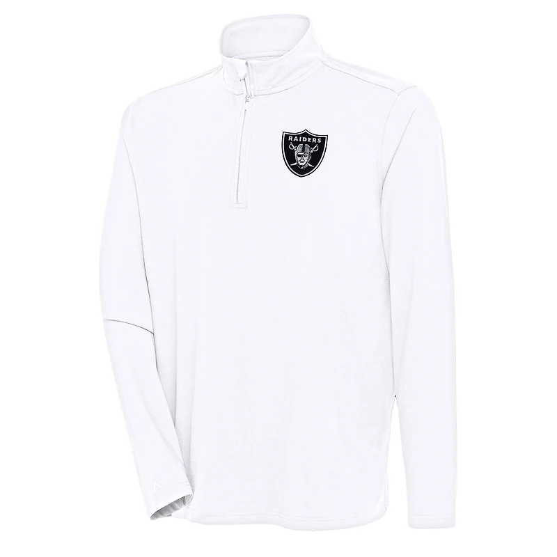 Men's Antigua White Las Vegas Raiders Hunk Quarter-Zip Pullover Top