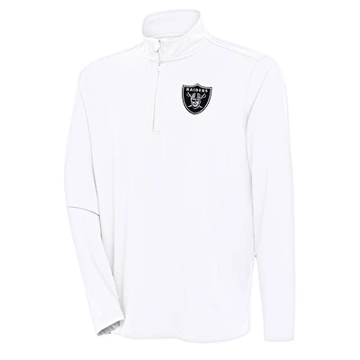 Men's Antigua White Las Vegas Raiders Hunk Quarter-Zip Pullover Top