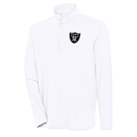 Men's Antigua White Las Vegas Raiders Hunk Quarter-Zip Pullover Top