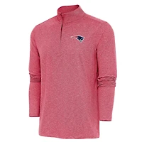 Men's Antigua Heather New England Patriots Hunk Quarter-Zip Pullover Top