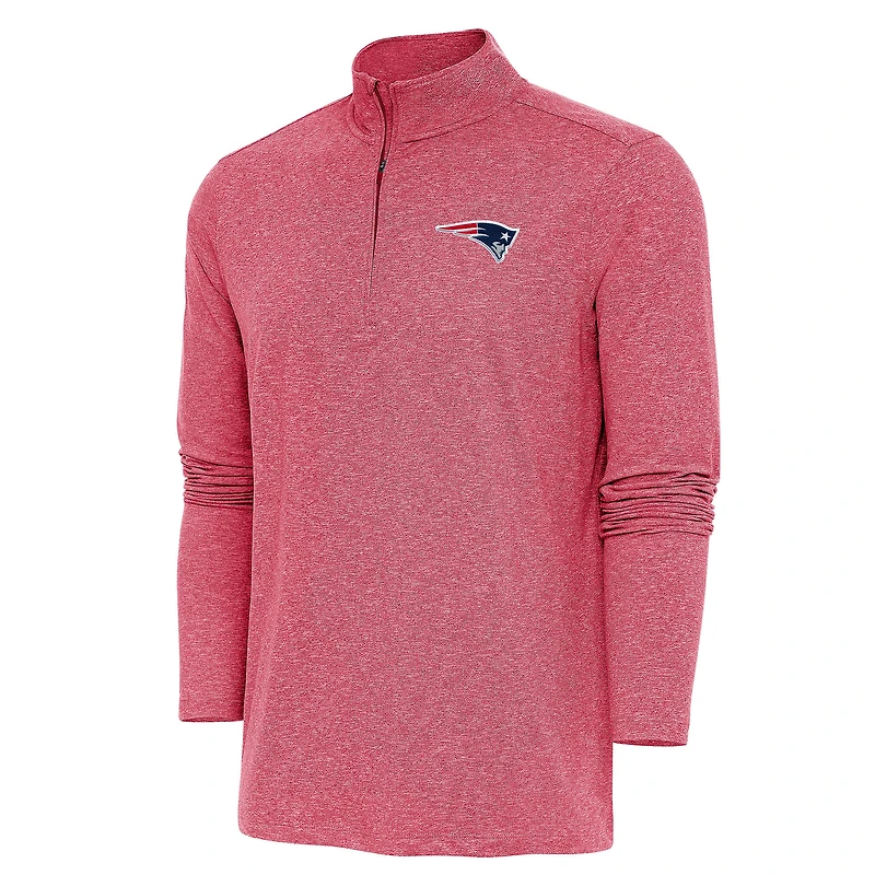 Men's Antigua Heather New England Patriots Hunk Quarter-Zip Pullover Top
