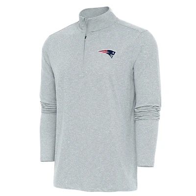 Men's Antigua Heather New England Patriots Hunk Quarter-Zip Pullover Top