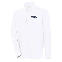 Men's Antigua  White Seattle Seahawks Hunk Quarter-Zip Pullover Top