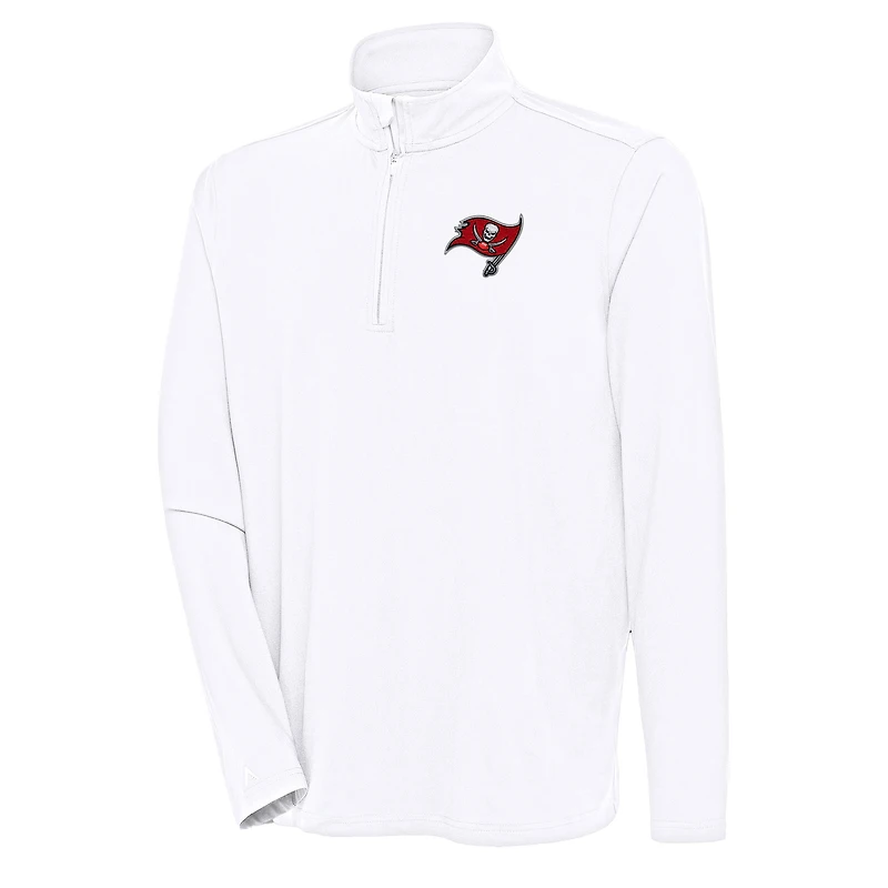 Men's Antigua  White Tampa Bay Buccaneers Hunk Quarter-Zip Pullover Top