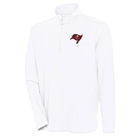 Men's Antigua  White Tampa Bay Buccaneers Hunk Quarter-Zip Pullover Top