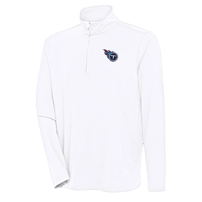 Men's Antigua White Tennessee Titans Hunk Quarter-Zip Pullover Top