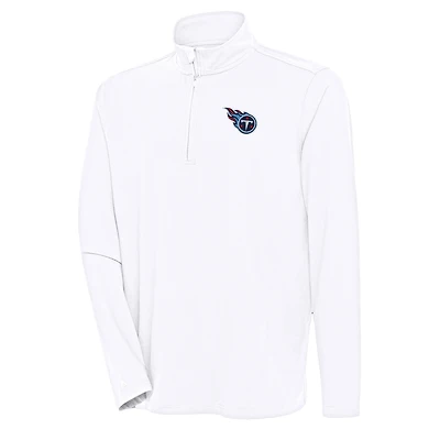 Men's Antigua White Tennessee Titans Hunk Quarter-Zip Pullover Top