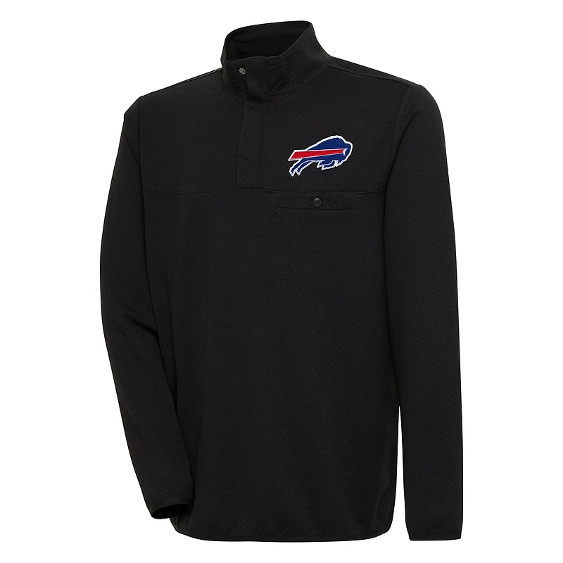 Men's Antigua  Black Buffalo Bills Streamer Quarter-Snap Pullover Jacket