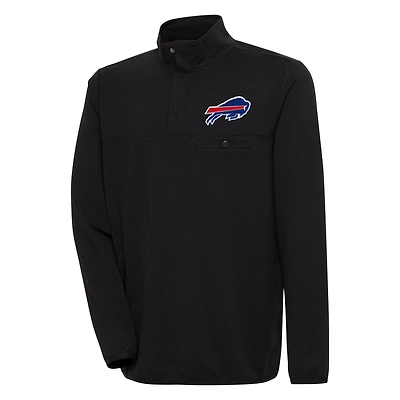 Men's Antigua  Black Buffalo Bills Streamer Quarter-Snap Pullover Jacket
