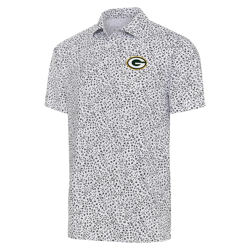 Men's Antigua  White/Black Green Bay Packers Motion Polo