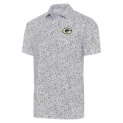 Men's Antigua  White/Black Green Bay Packers Motion Polo