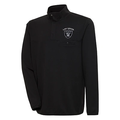 Men's Antigua  Black Las Vegas Raiders Streamer Quarter-Snap Pullover Jacket