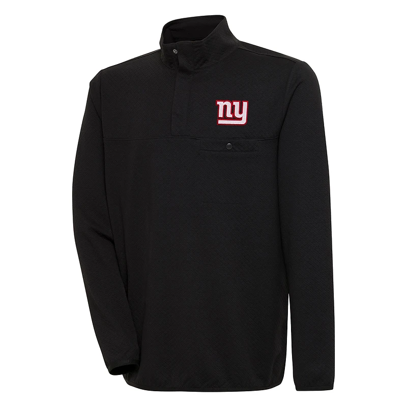 Men's Antigua  Black New York Giants Streamer Quarter-Snap Pullover Jacket