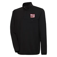 Men's Antigua  Black New York Giants Streamer Quarter-Snap Pullover Jacket