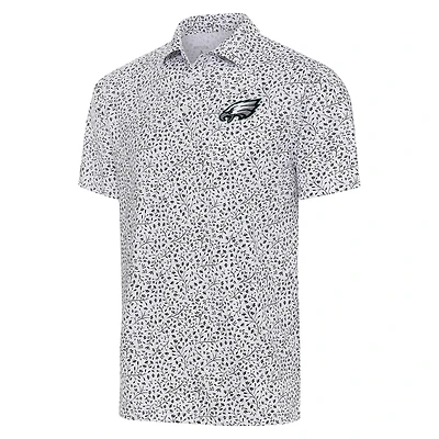 Men's Antigua  White/Black Philadelphia Eagles Motion Polo