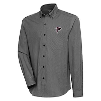Men's Antigua  Black/White Atlanta Falcons Compression Tri-Blend Long Sleeve Button-Down Shirt