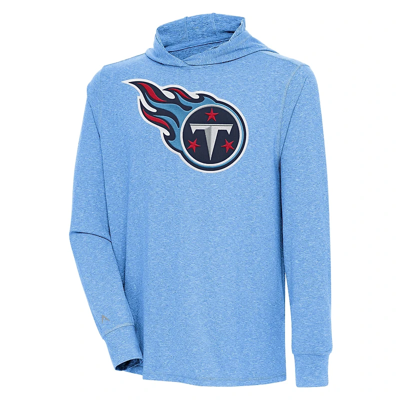 Men's Antigua  Light Blue Tennessee Titans Saga Long Sleeve Hoodie T-Shirt