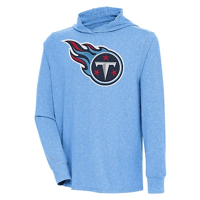 Men's Antigua  Light Blue Tennessee Titans Saga Long Sleeve Hoodie T-Shirt