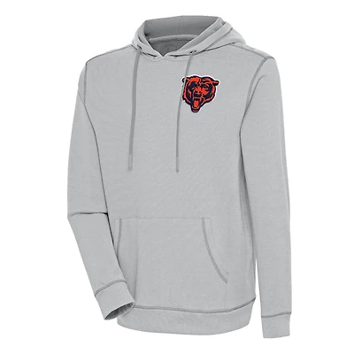 Men's Antigua  Gray/White Chicago Bears Axe Bunker Tri-Blend Pullover Hoodie