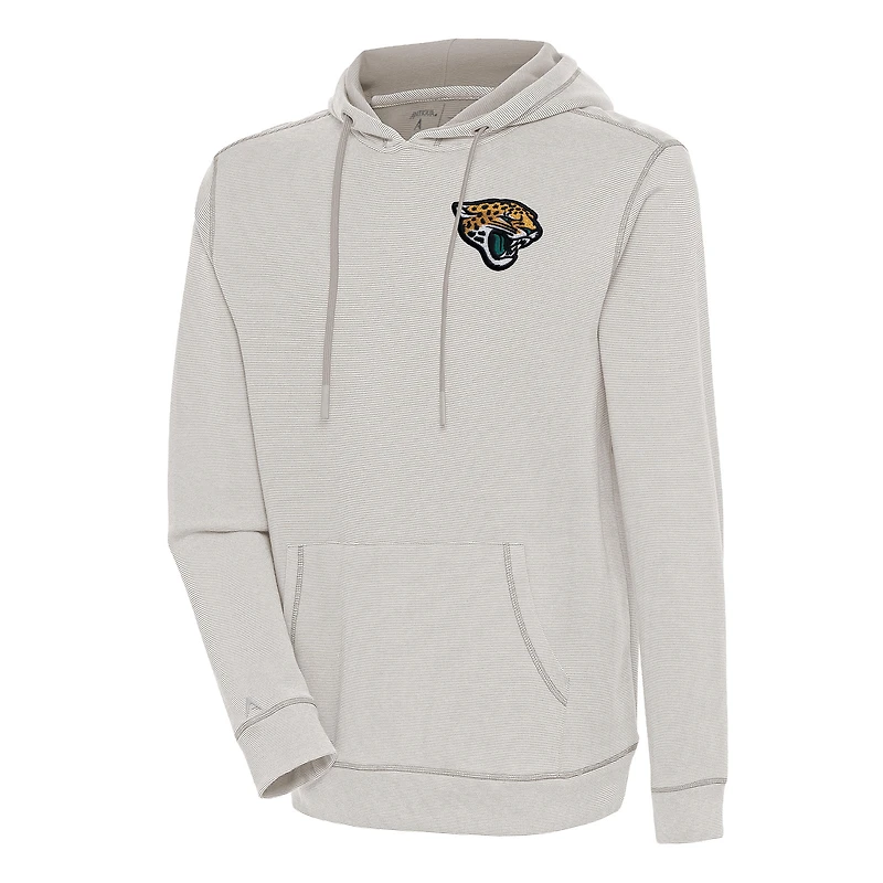 Men's Antigua  Oatmeal/White Jacksonville Jaguars Axe Bunker Tri-Blend Pullover Hoodie