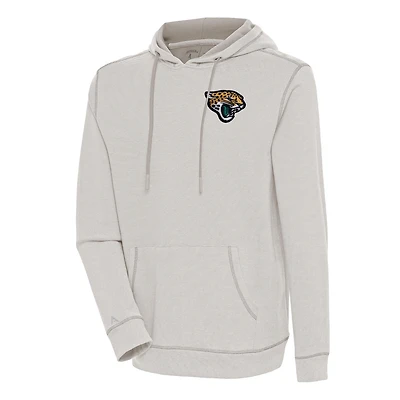 Men's Antigua  Oatmeal/White Jacksonville Jaguars Axe Bunker Tri-Blend Pullover Hoodie