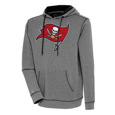 Men's Antigua  Black/White Tampa Bay Buccaneers Axe Bunker Tri-Blend Pullover Hoodie