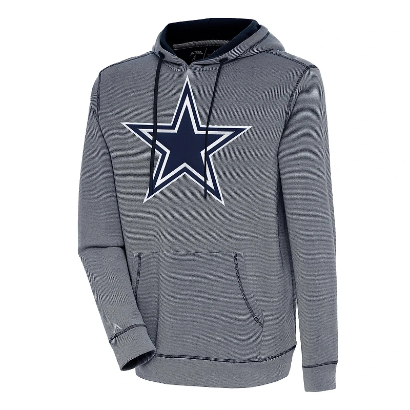 Men's Antigua  Navy/White Dallas Cowboys Axe Bunker Tri-Blend Pullover Hoodie