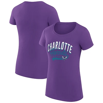 Women's G-III 4Her by Carl Banks Purple Charlotte Hornets Super-Slim Fit Lightweight Filigree Logo T-Shirt
