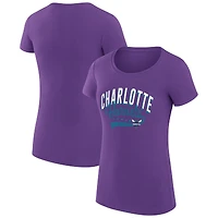 Women's G-III 4Her by Carl Banks Purple Charlotte Hornets Super-Slim Fit Lightweight Filigree Logo T-Shirt