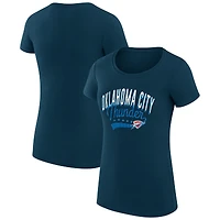Women's G-III 4Her by Carl Banks Navy Oklahoma City Thunder Super-Slim Fit Lightweight Filigree Logo T-Shirt