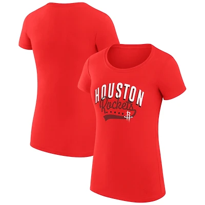 Women's G-III 4Her by Carl Banks Red Houston Rockets Super-Slim Fit Lightweight Filigree Logo T-Shirt