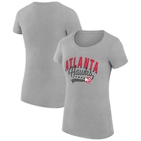 Women's G-III 4Her by Carl Banks Heather Gray Atlanta Hawks Super-Slim Fit Lightweight Filigree Logo T-Shirt
