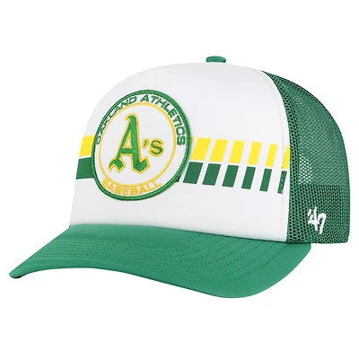Men's '47 White/Green Athletics Cooperstown Collection Wax Pack Express Trucker Adjustable Hat