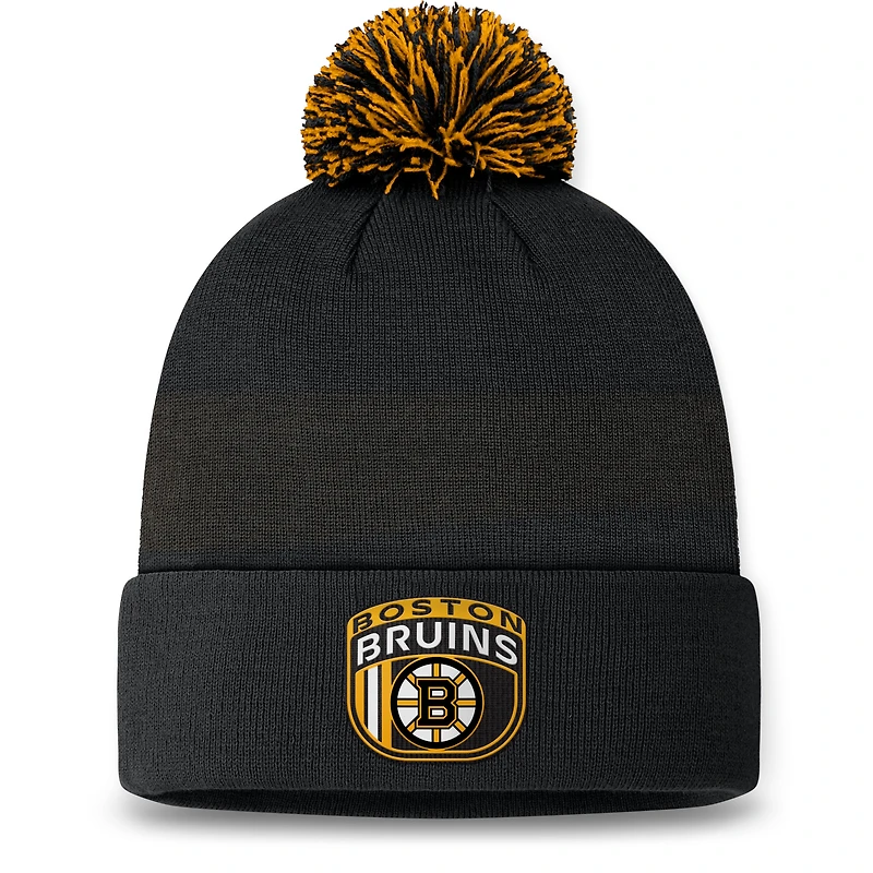 Men's Fanatics Black Boston Bruins 2024 NHL Draft Cuffed Knit Hat with Pom