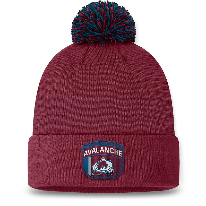 Men's Fanatics Burgundy Colorado Avalanche 2024 NHL Draft Cuffed Knit Hat with Pom