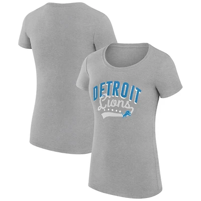 Women's G-III 4Her by Carl Banks Heather Gray Detroit Lions Super-Slim Fit Lightweight Filigree Logo T-Shirt